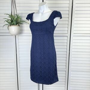 New Lilly Pulitzer Laurent‎ Dress Navy Zanzibar Lace Sheath Womens Size 4